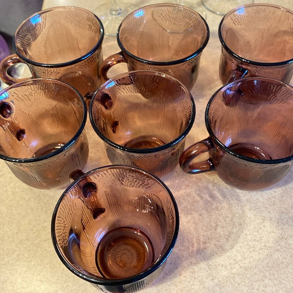 Forte Crisa pink Mexico glass cup set of 7. Excellent condition